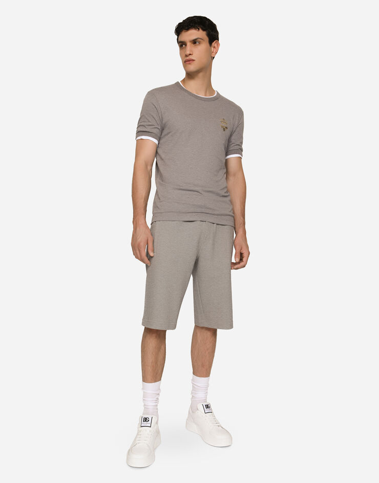 Dolce&Gabbana Jersey jogging shorts with embroidery Grey GVF8AZHU7H9
