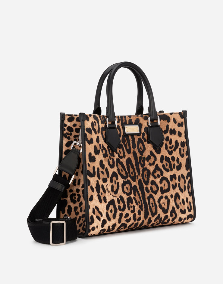 Dolce & Gabbana Leopard-print canvas shopper with calfskin nappa details Multicolor BM2012AY859