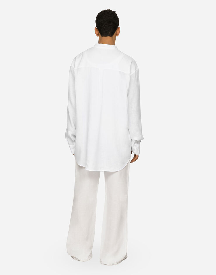 Dolce&Gabbana Льняная рубашка с мягкой манишкой и вышивкой DG белый G5JV6ZFU4IK