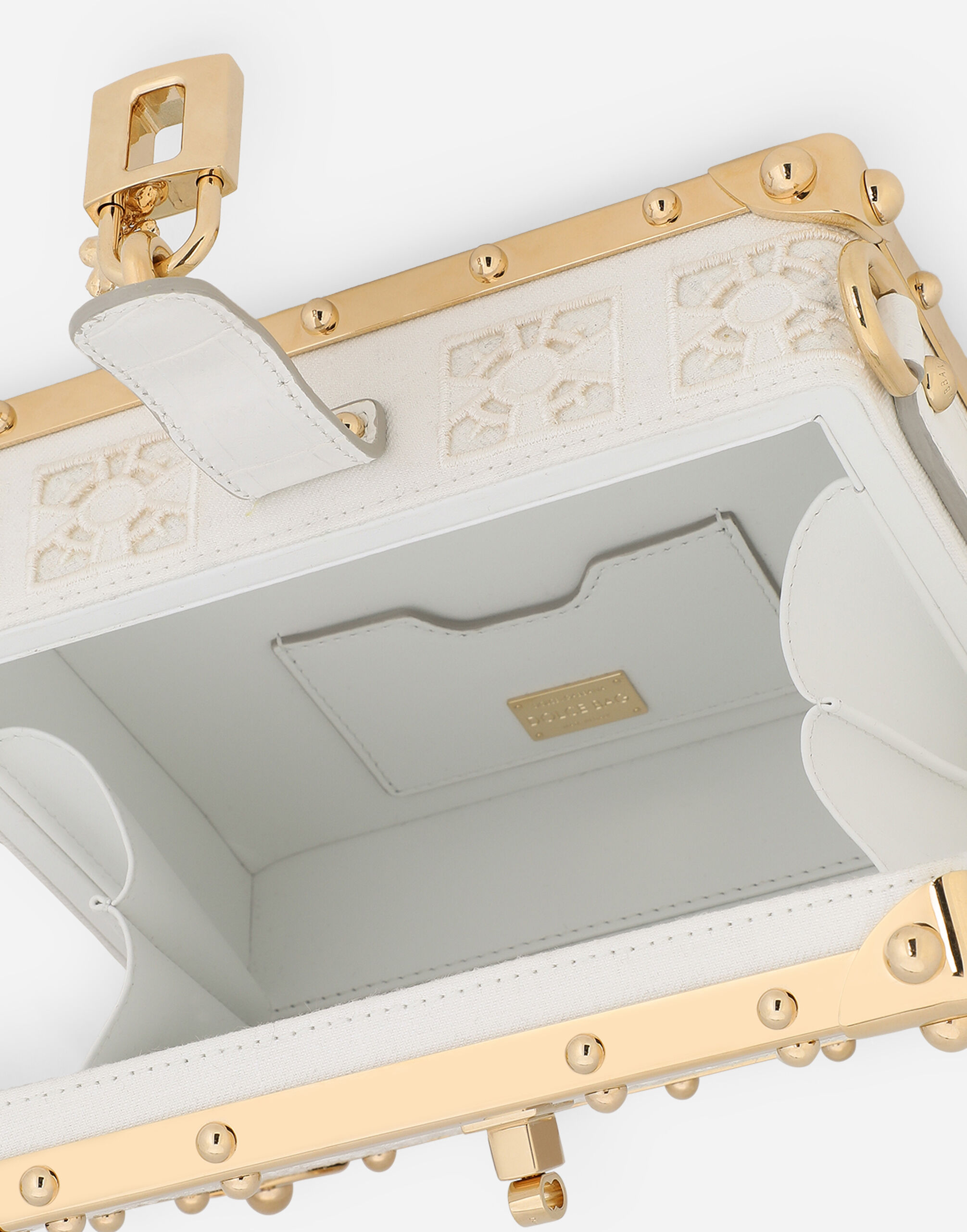 Linen Dolce Box with embroidery in White for Women | Dolce&Gabbana® US