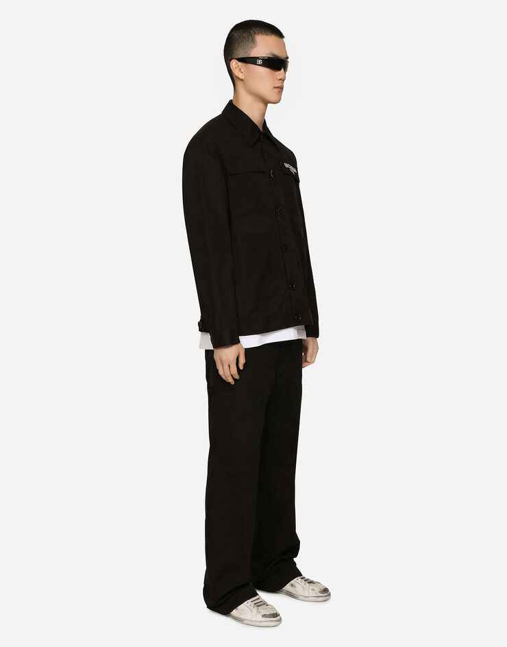 Dolce & Gabbana パンツ コットンファイユ DGVIB3パッチ&エンブロイダリー ブラック GP02GZHUMS8