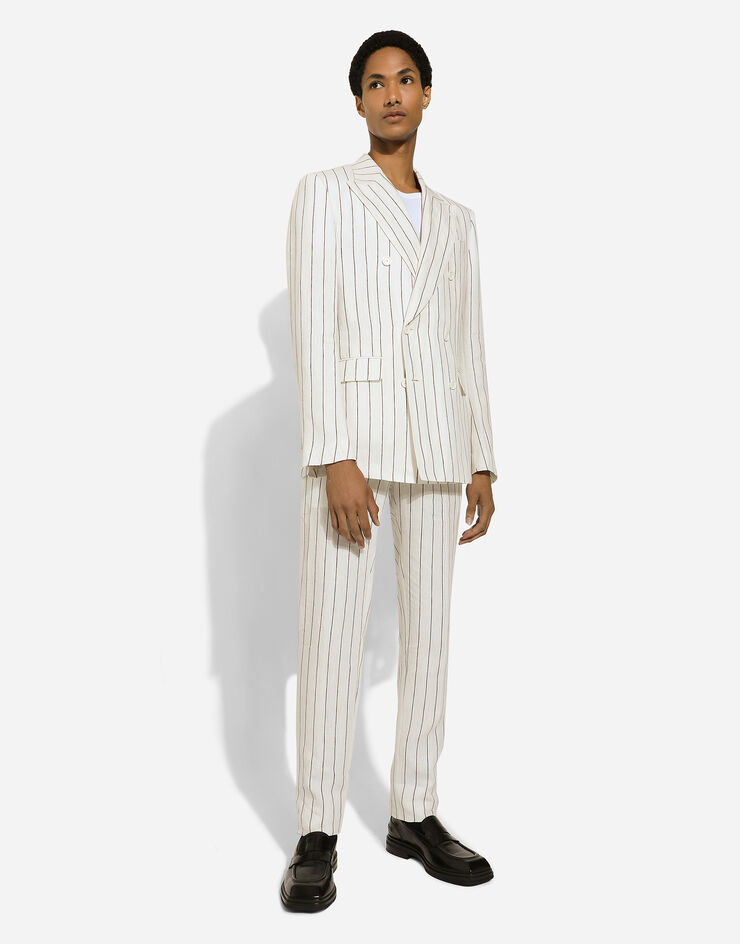 Dolce & Gabbana Pantalon en lin à rayures tennis Blanc GY7BMTFR4A4