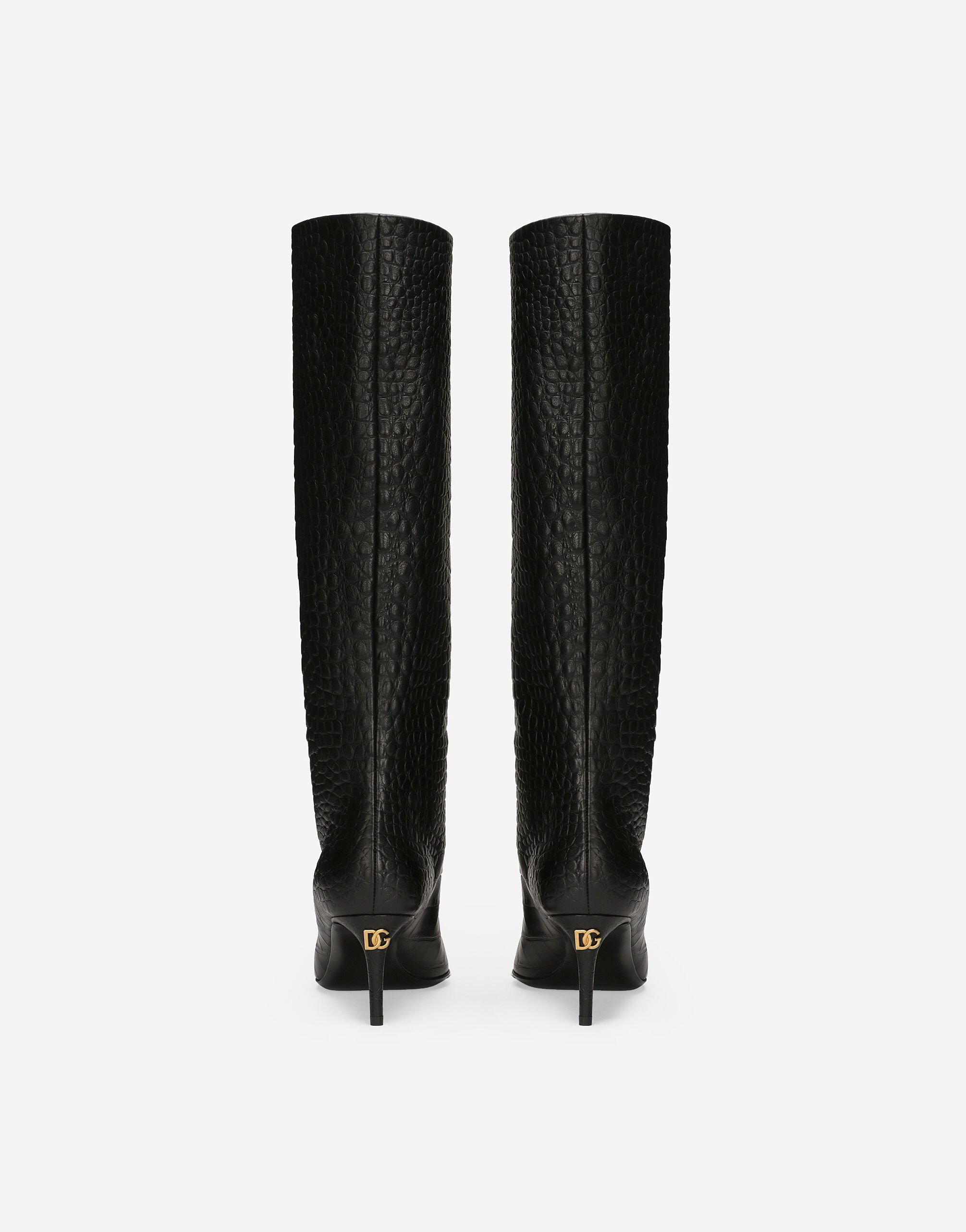 Croc print black boots clearance