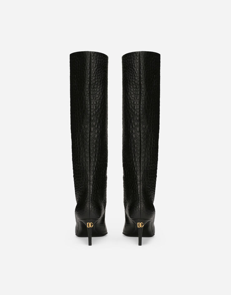 Dolce & Gabbana Bota en piel de becerro con estampado de cocodrilo Negro CU1139AC606