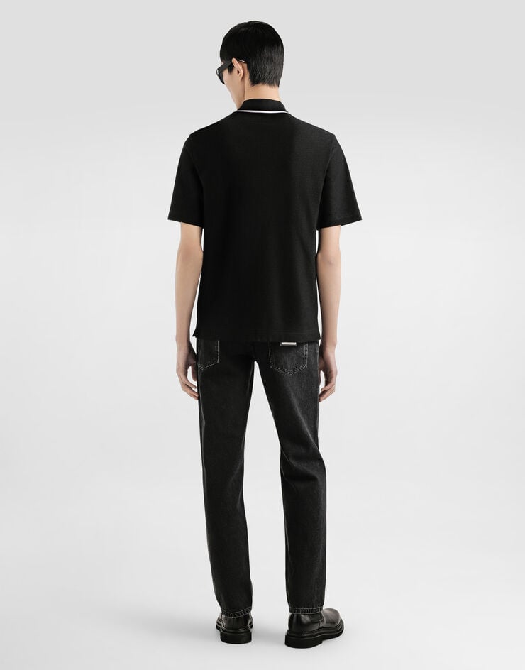 Dolce & Gabbana Polo de piqué de algodón Negro G8SN2ZHU7UT