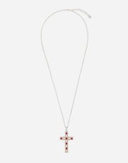 Dolce & Gabbana Pendente tradition in oro rosa e bianco 18kt con rubini diamanti Giallo WAQP2GWSAP1