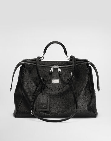 Dolce & Gabbana Vittoria handbag in ostrich leather Black BM7825A8K00