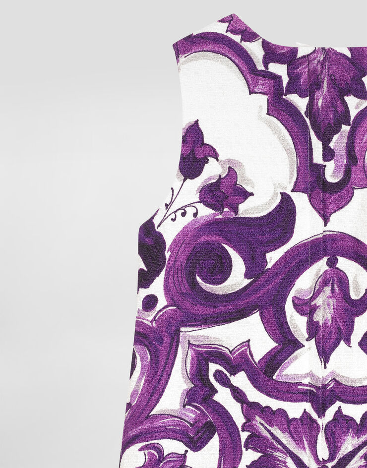 Dolce & Gabbana Majolica-print sleeveless mat dress Multicolor L54DH1FPFSO