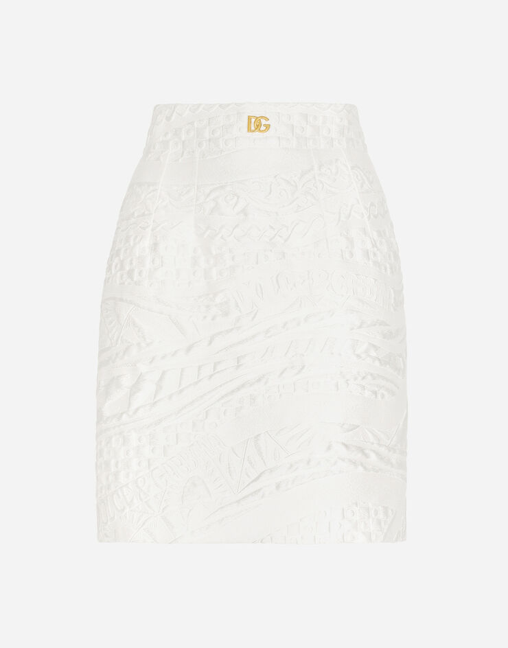 Dolce & Gabbana スカート ショートレングス ブロケード DGロゴ ホワイト F4CPSTHJMPA