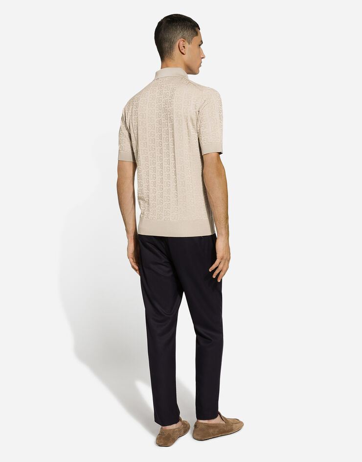 Dolce & Gabbana DG 徽标提花真丝 Polo 衫 米色 GXZ15TJBSKE