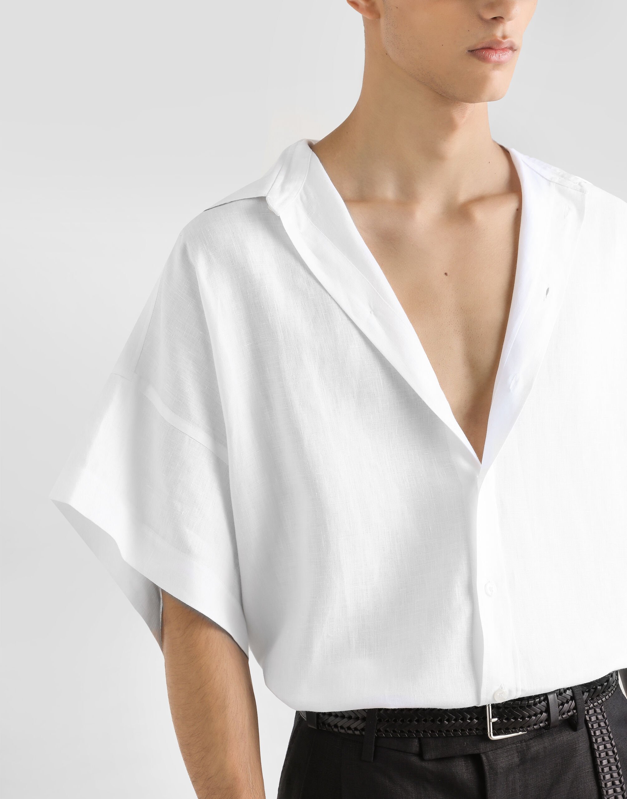 Tシャツ・カットソー Dolce & Gabbana SS25 White linen shirt (G5NE2TFU4JB W0800) Dolce&Gabbana White linen shirt | TheDoubleF