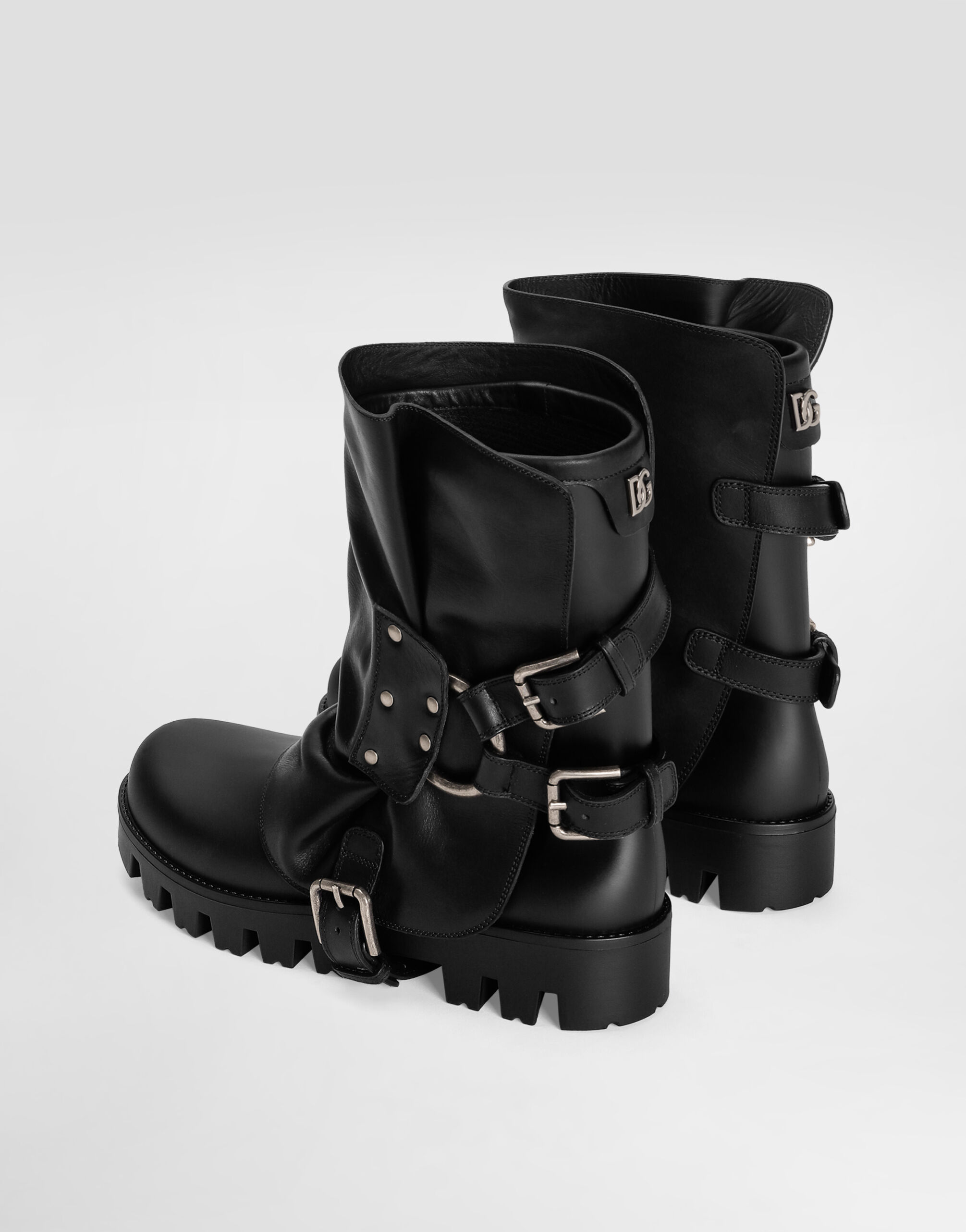 Rubber and calfskin ankle boots in Black for Women | Dolce&Gabbana® US
