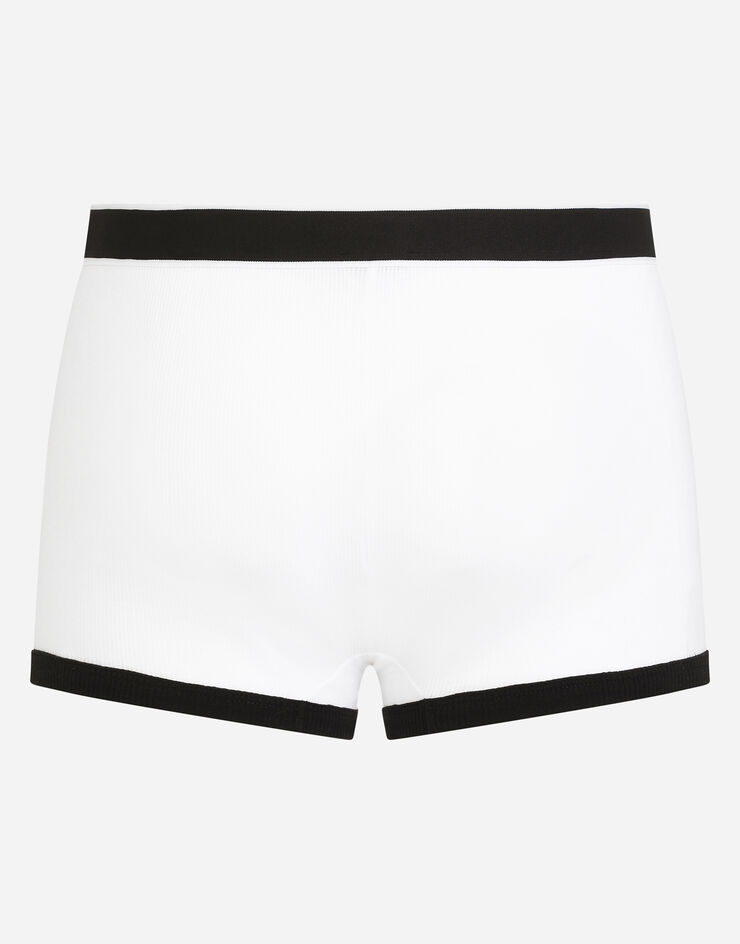 Dolce & Gabbana Fine-rib cotton boxers with DG logo White/Black M4D21JOUAIJ