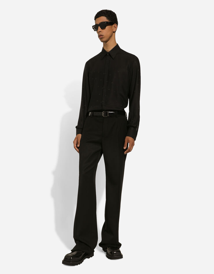 Dolce & Gabbana Silk crepe de chine Martini-fit shirt Noir G5JL8TFJ1FK