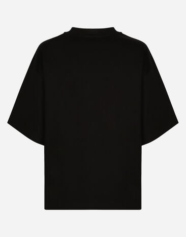 Dolce & Gabbana T-shirt en jersey à imprimé logo floqué Noir F8O48ZG7E2I