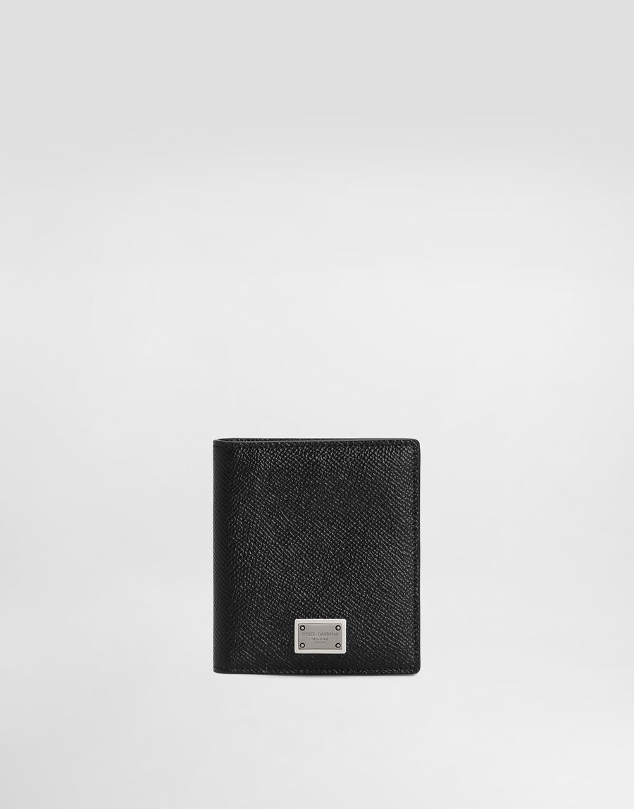 Dauphine-print calfskin bifold card holder