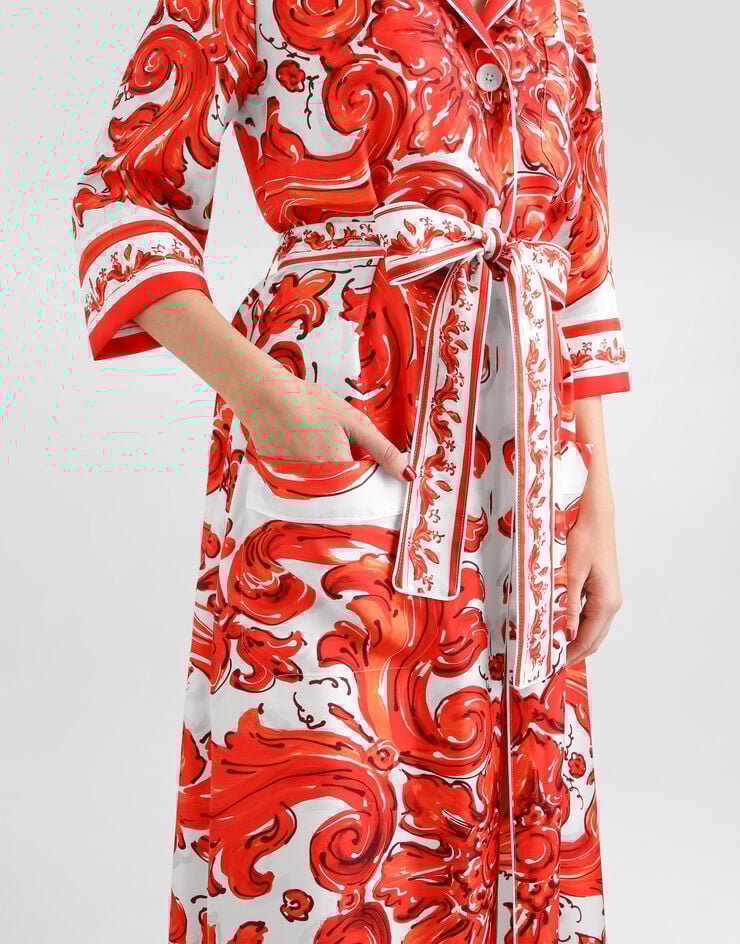 Dolce & Gabbana Majolica-print silk robe-style coat Multicolor F0AH2TGDDRE