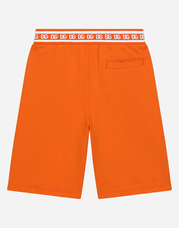 Dolce & Gabbana Jersey jogging shorts with DG logo Orange L4JQP0G7IJ8