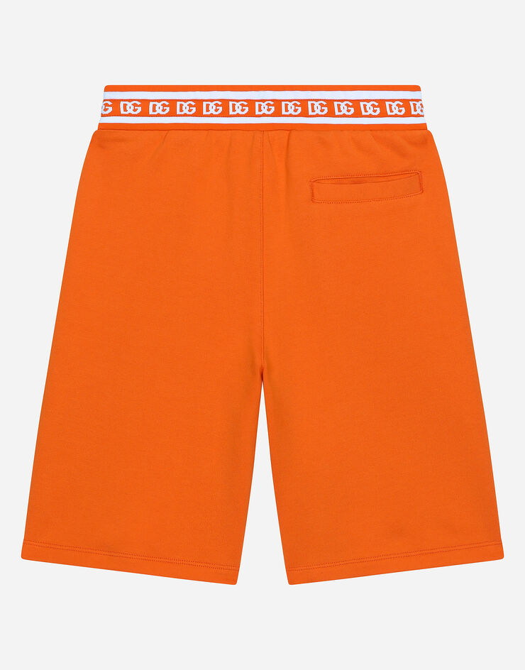 Dolce & Gabbana Jersey jogging shorts with DG logo Orange L4JQP0G7IJ8