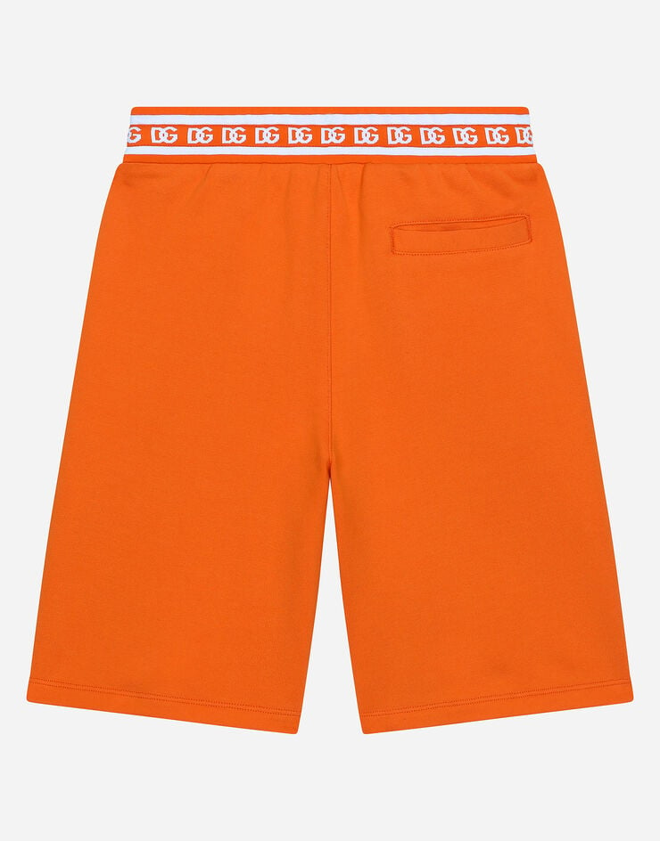 Dolce & Gabbana Jersey jogging shorts with DG logo Orange L4JQP0G7IJ8
