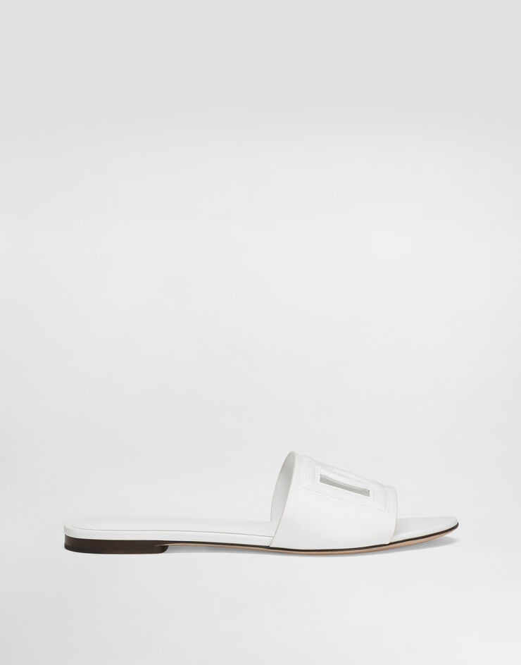 Dolce & Gabbana Chancla de piel de becerro y logotipo DG Blanco CQ0436AY329