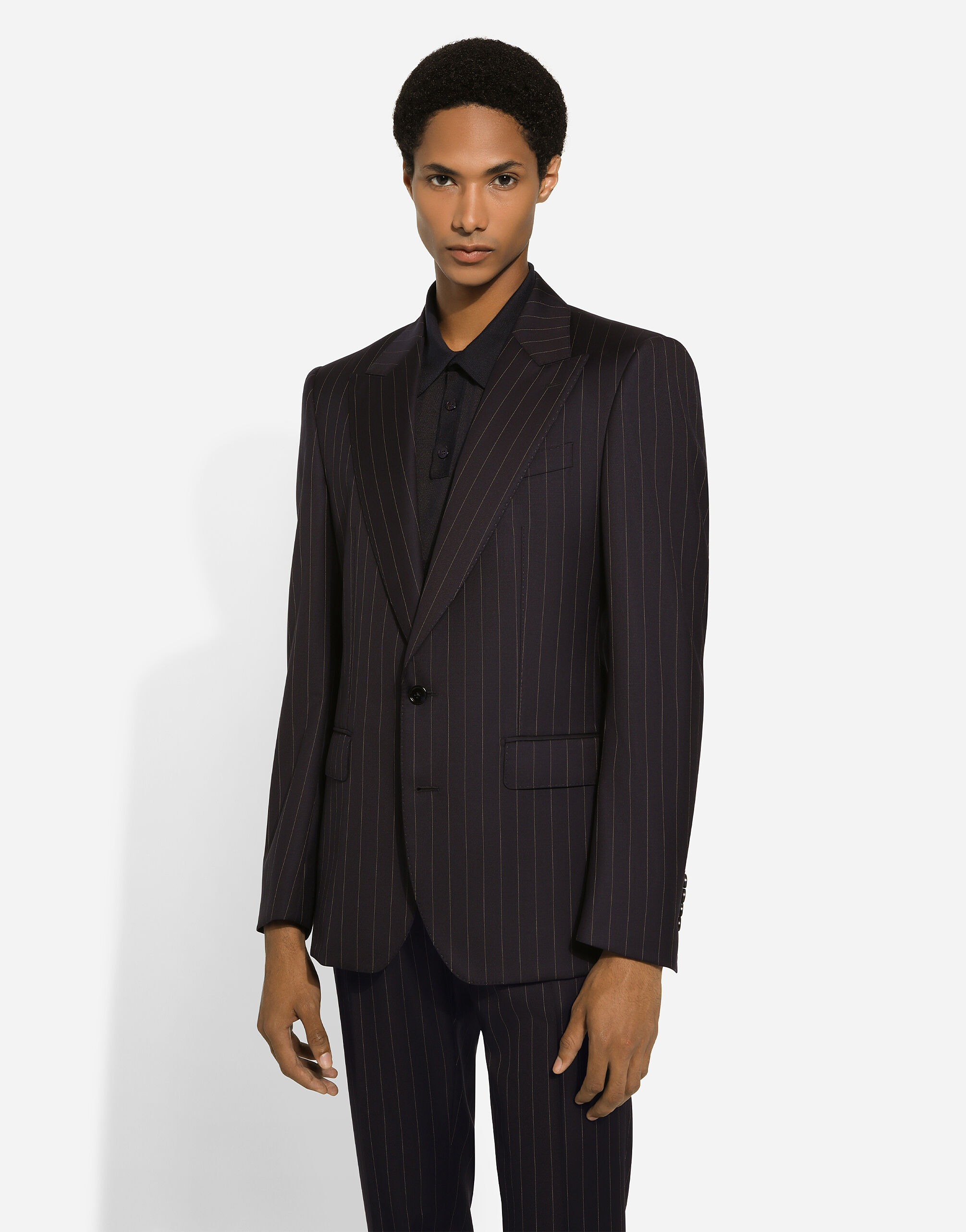 Single-breasted pinstripe wool Sicilia-fit jacket in Blue for Men |  Dolce&Gabbana® US