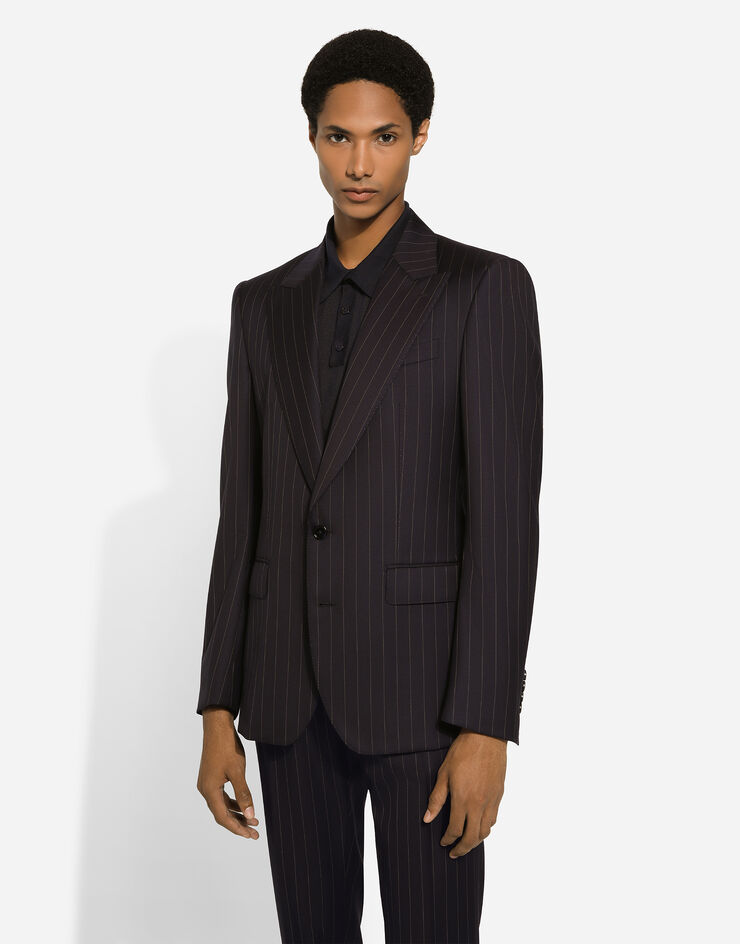 Dolce & Gabbana Single-breasted pinstripe wool Sicilia-fit jacket Blue G2QU6TFR20J