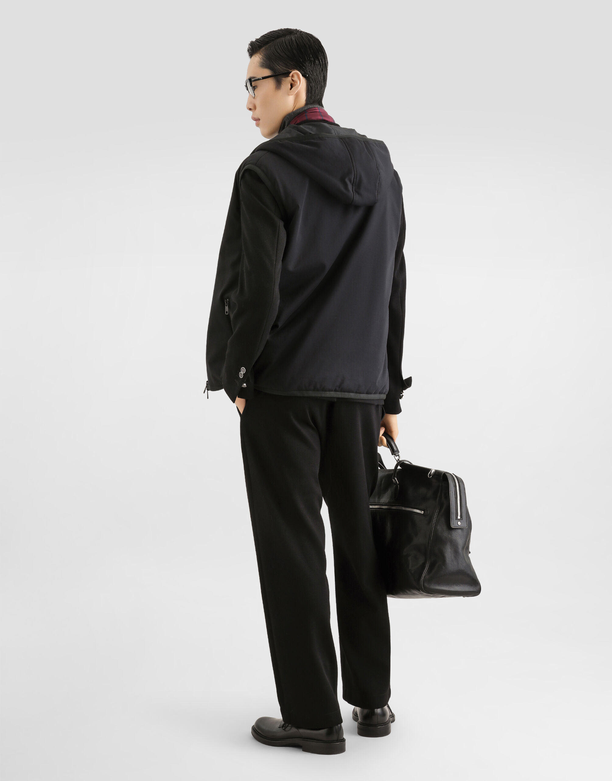 Technical fabric vest with hood in Black for Men | Dolce&Gabbana® US