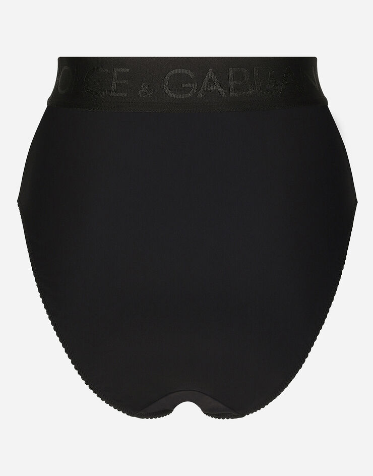 Dolce & Gabbana Braguita de talle alto en punto con logotipo en cintura elástica Negro O2C97TONM54