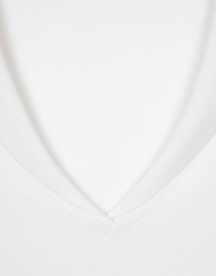 Dolce & Gabbana Pullover aus Viskose Matrosenkragen Weiss FXZ13TJFMGL