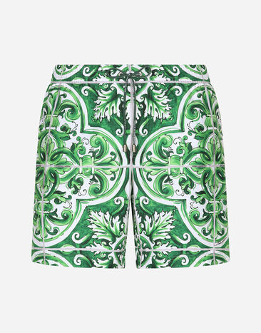 Dolce & Gabbana Mid-length majolica-print swim trunks Print M4A13TFIM4R