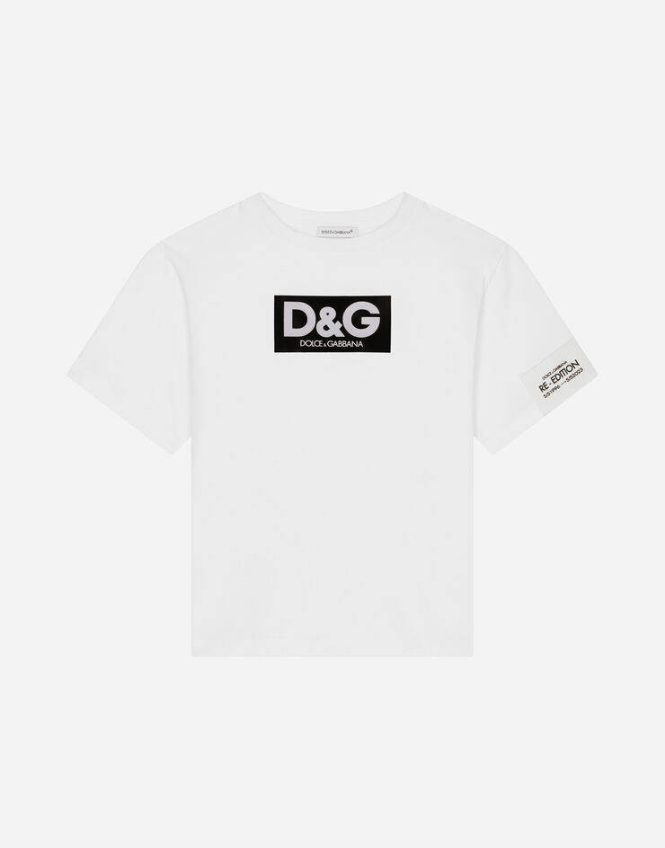 Dolce & Gabbana Jersey T-shirt with heat-sealed logo print White L4JTEYG7I8P