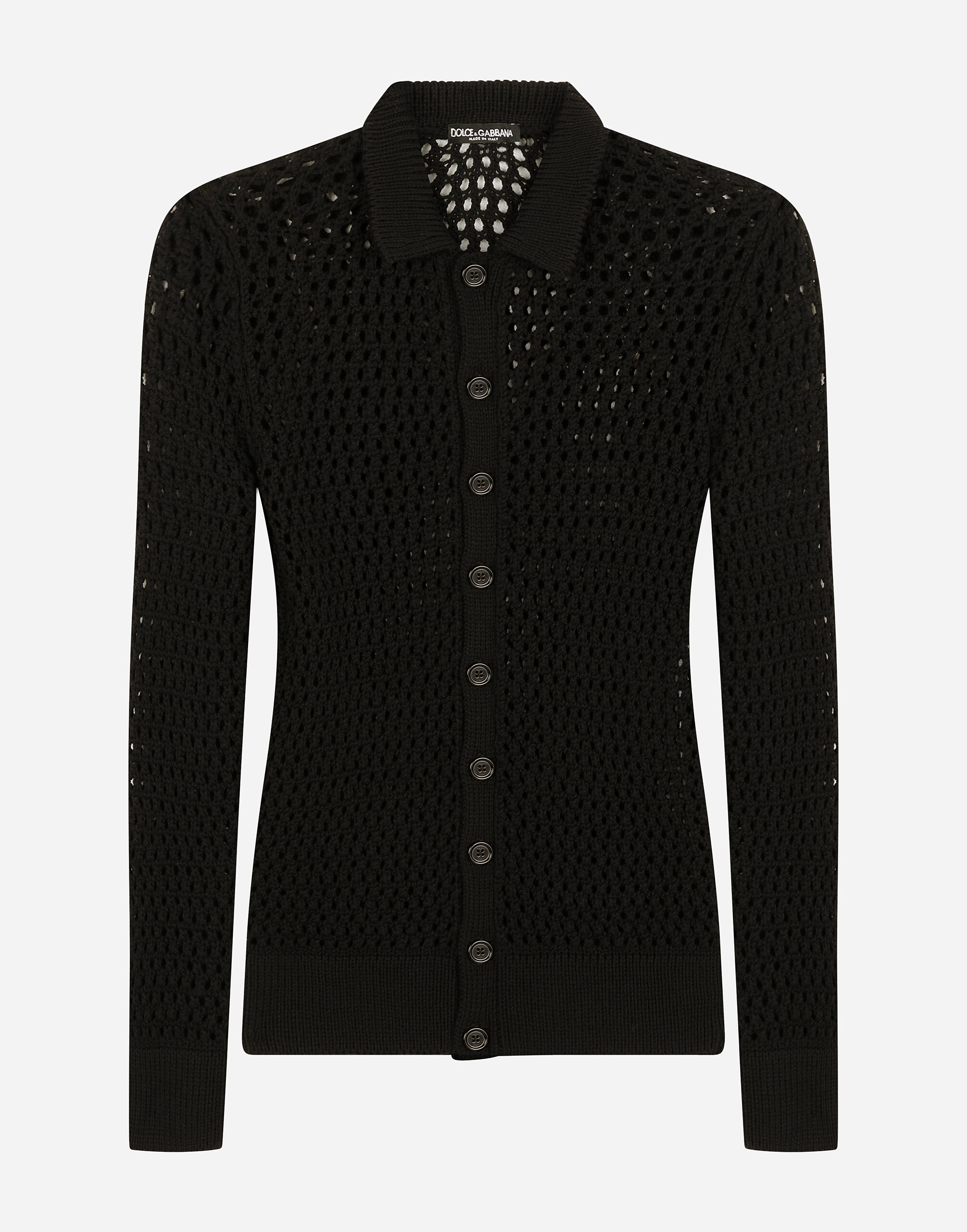 Mesh stitch polo style sweater en Negro de Hombre Dolce Gabbana