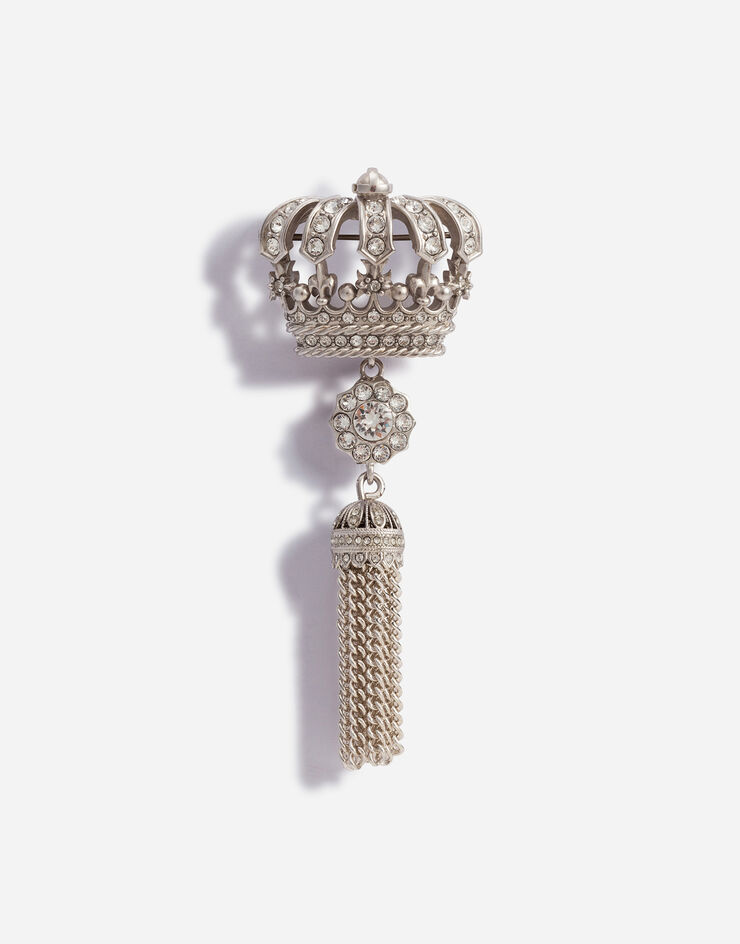 Dolce & Gabbana Brooch with crown and tassel Silver WPM3C2W1111