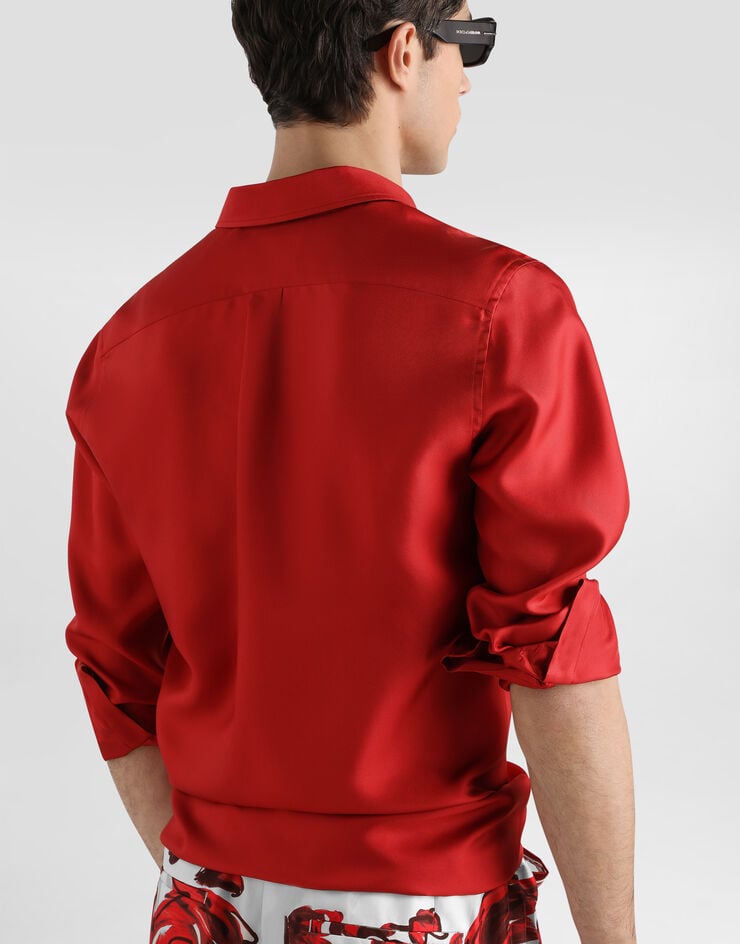 Dolce & Gabbana Martini shirt in silk twill Red G5ML1ZFU1XB