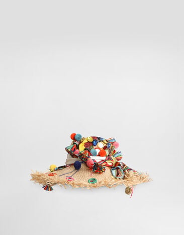 Dolce & Gabbana Raffia hat with applications Multicolor FH687ZGDDWX