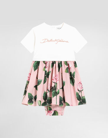 Dolce & Gabbana Rose-print poplin and jersey dress Print L23DW2FI5KS