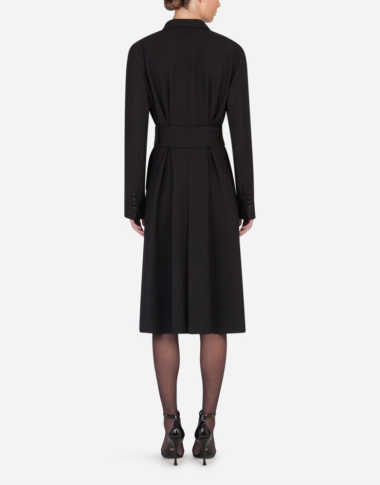 Dolce & Gabbana Belted double-breasted crepe coat Black F0AC0TFU3QE