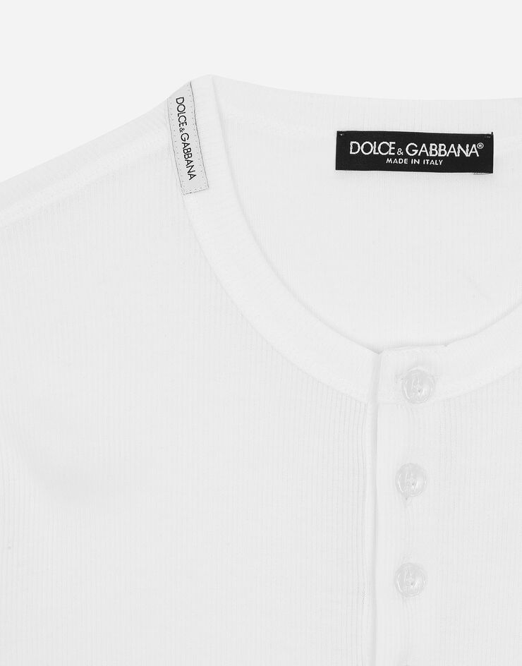 Dolce & Gabbana Maglia serafino in cotone a costine Bianco G8LA8TFU7AV