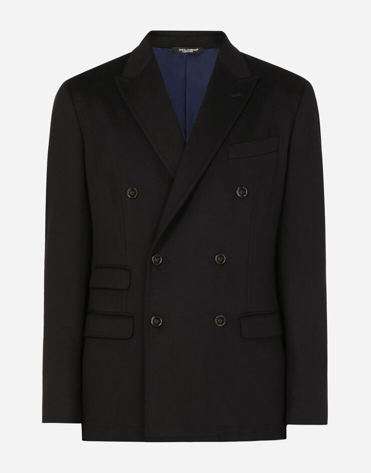 Dolce & Gabbana Unstrukturierte zweireihige Jacke aus Kaschmir Blau G2JY7TFU2AX