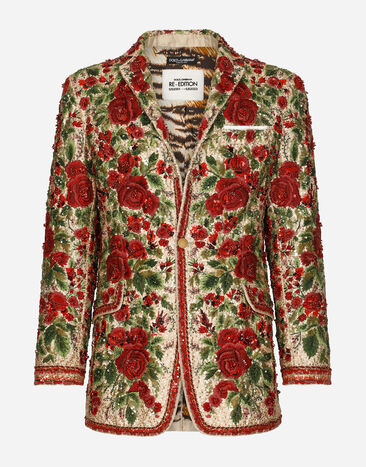 Dolce&Gabbana Tailored Taormina-fit jacket in embroidered silk mikado Multicolor G2NZ2ZGG696