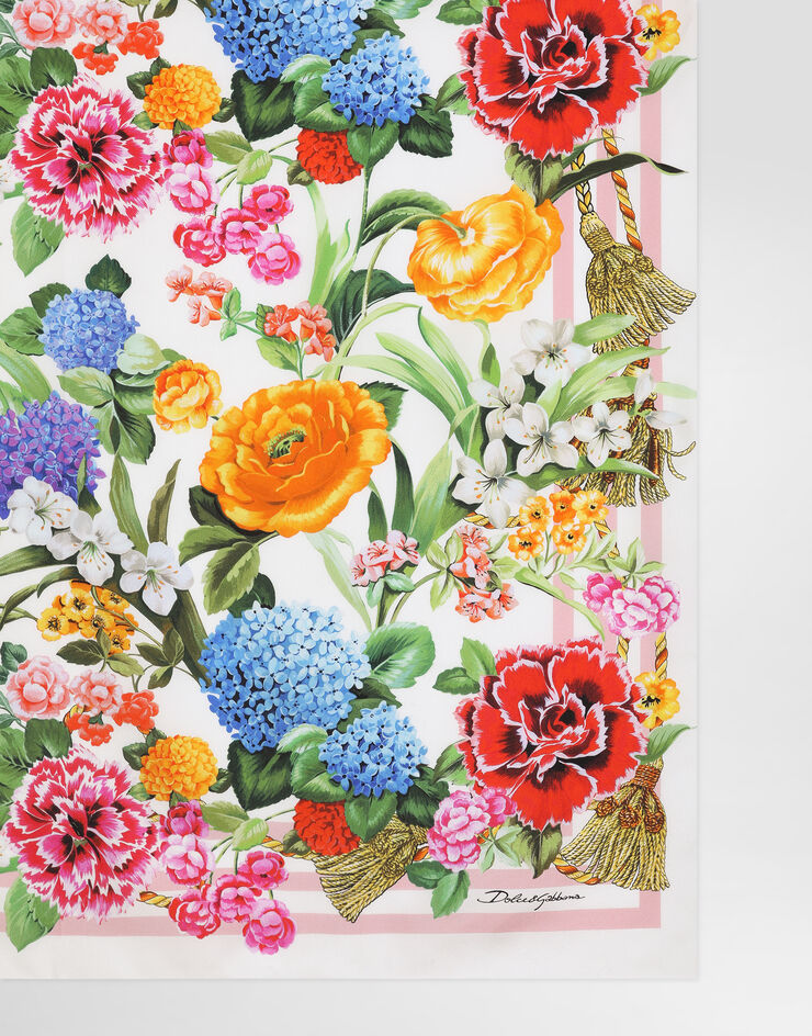 Dolce & Gabbana وشاح فولار من تويل حريري بطبعة زهور (90x90) مطبعة FN090RGDCV9