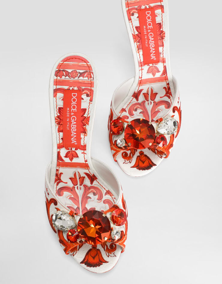 Dolce & Gabbana Mule en brocart imprimé majolique avec broderies Multicolor CR1995AB826