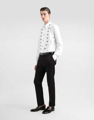 Dolce & Gabbana Camisa de esmoquin en algodón con aplicaciones joya Multicolor G5MF9ZGI591