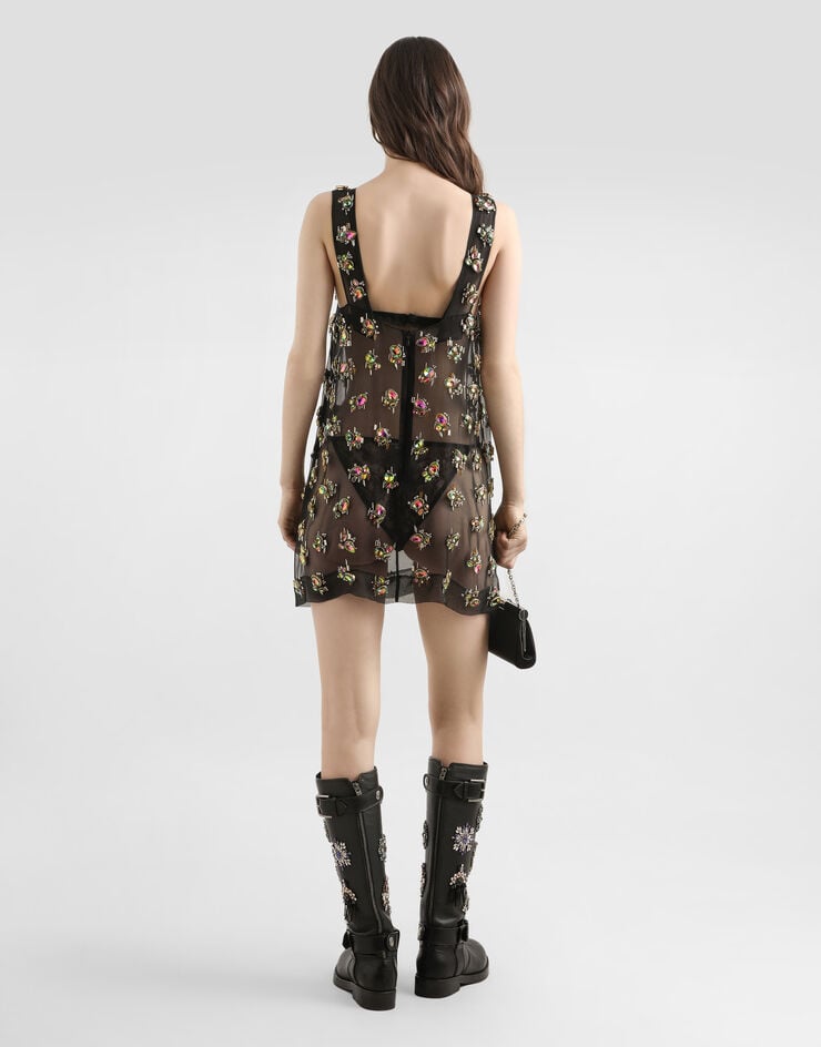 Dolce & Gabbana Organza dress with embroidery Multicolor F60D1ZGDDFY