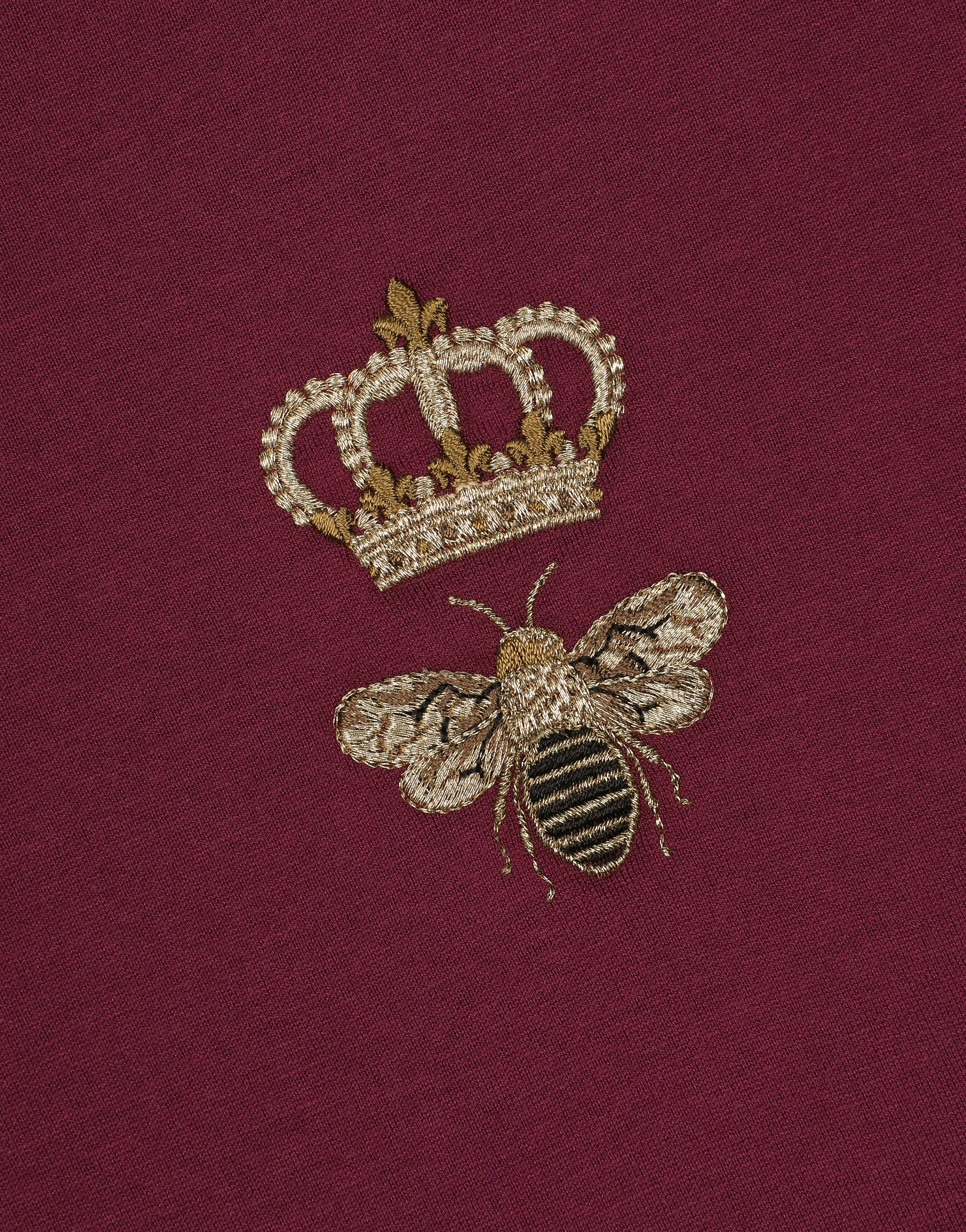 Cotton T-shirt with embroidery in Bordeaux for Men
