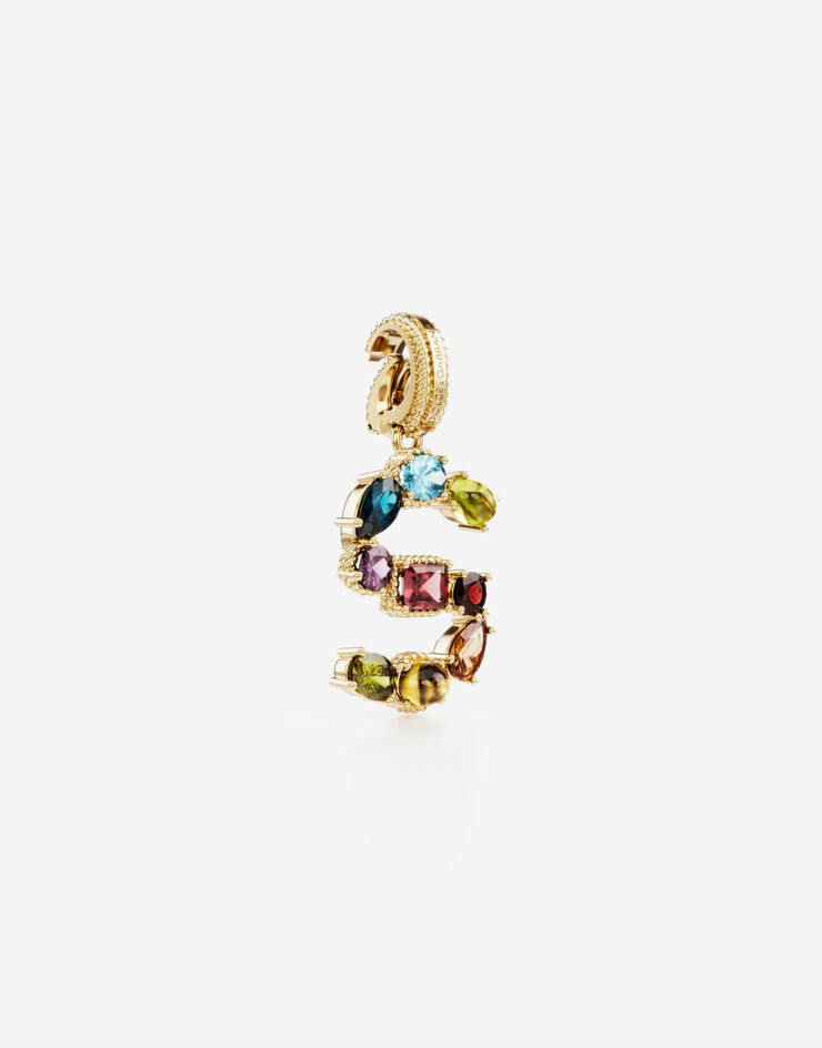 Dolce & Gabbana Rainbow alphabet S 18 kt yellow gold charm with multicolor fine gems Gold WANR2GWMIXS