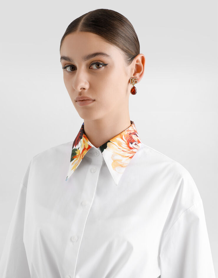 Dolce & Gabbana Bouquet-print poplin shirt White F5S65TGDDCN