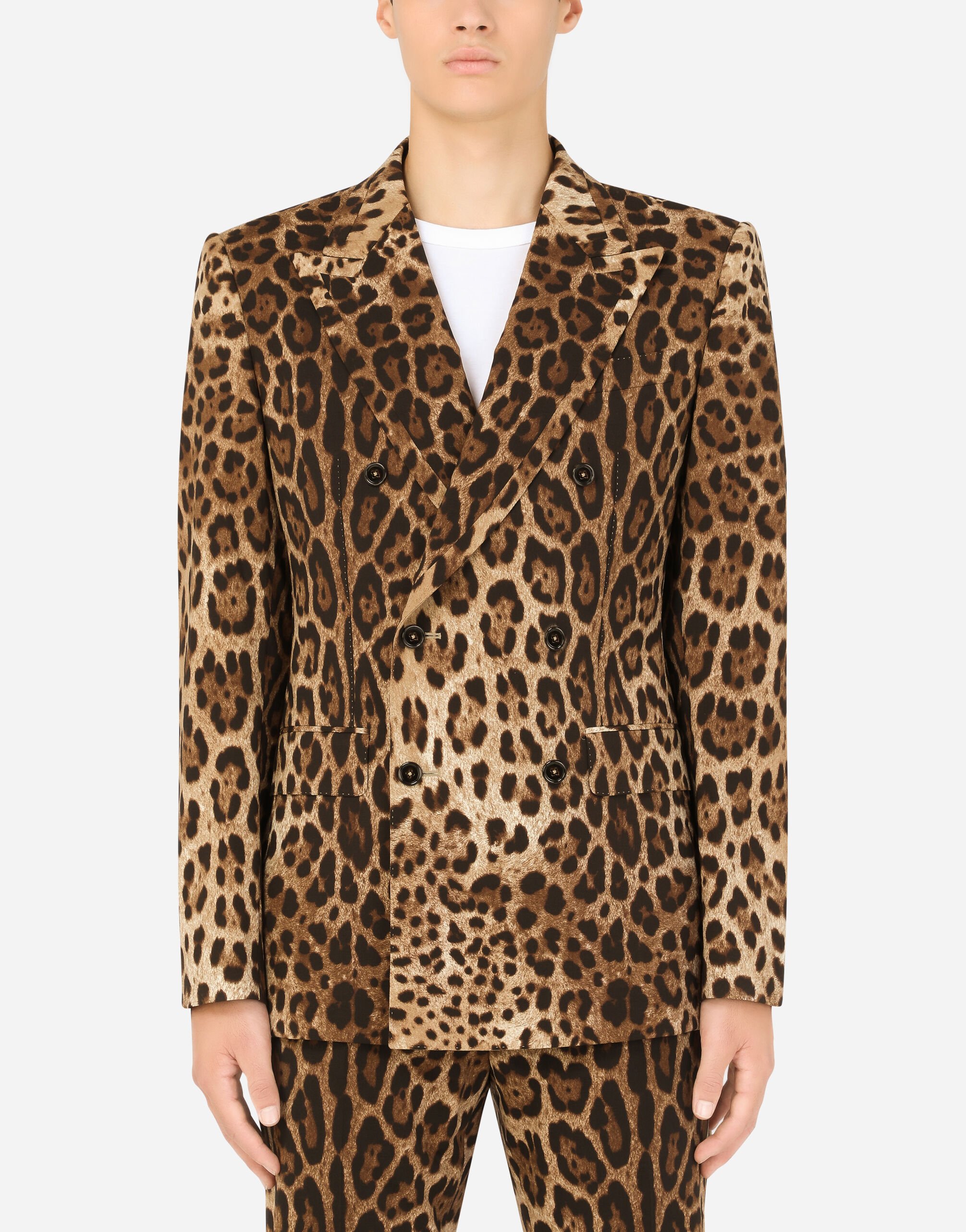 【VIP価格】DOLCE & GABBANA Gold Leopard Blazer Double-breasted wool Sicilia-fit suit with leopard print in
