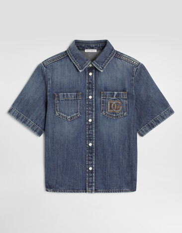 Dolce & Gabbana Denim shirt with logo Blue L45S05LDE06
